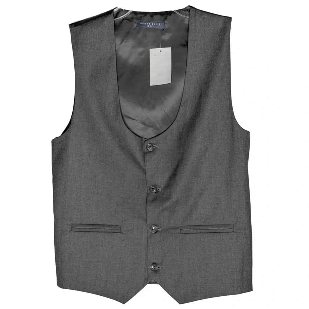Perry Ellis Boy U-Neck Suit Vest Grey